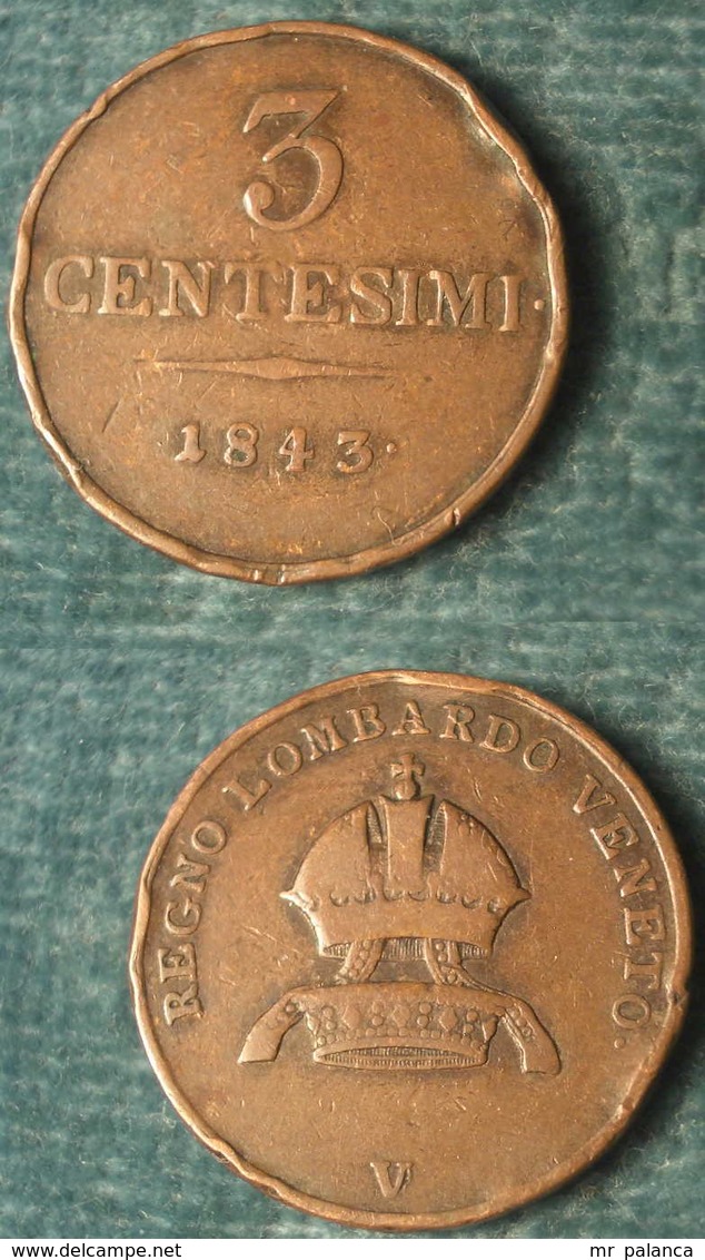 M_p> Regno Lombardo Veneto 3 Centesimi 1843 V ( Venezia ) - Lombardie-Vénétie