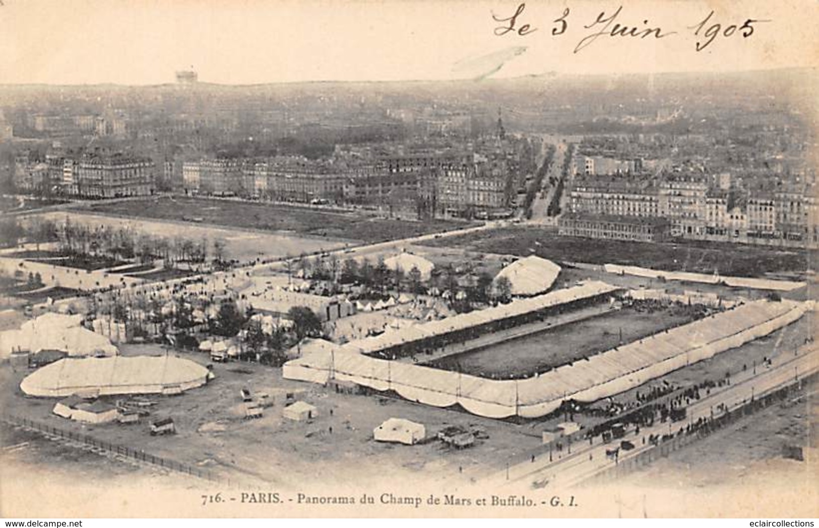 Paris  75     Panorama Du Champ De Mars Et Cirque Buffalo    (voir Scan) - Lotti, Serie, Collezioni