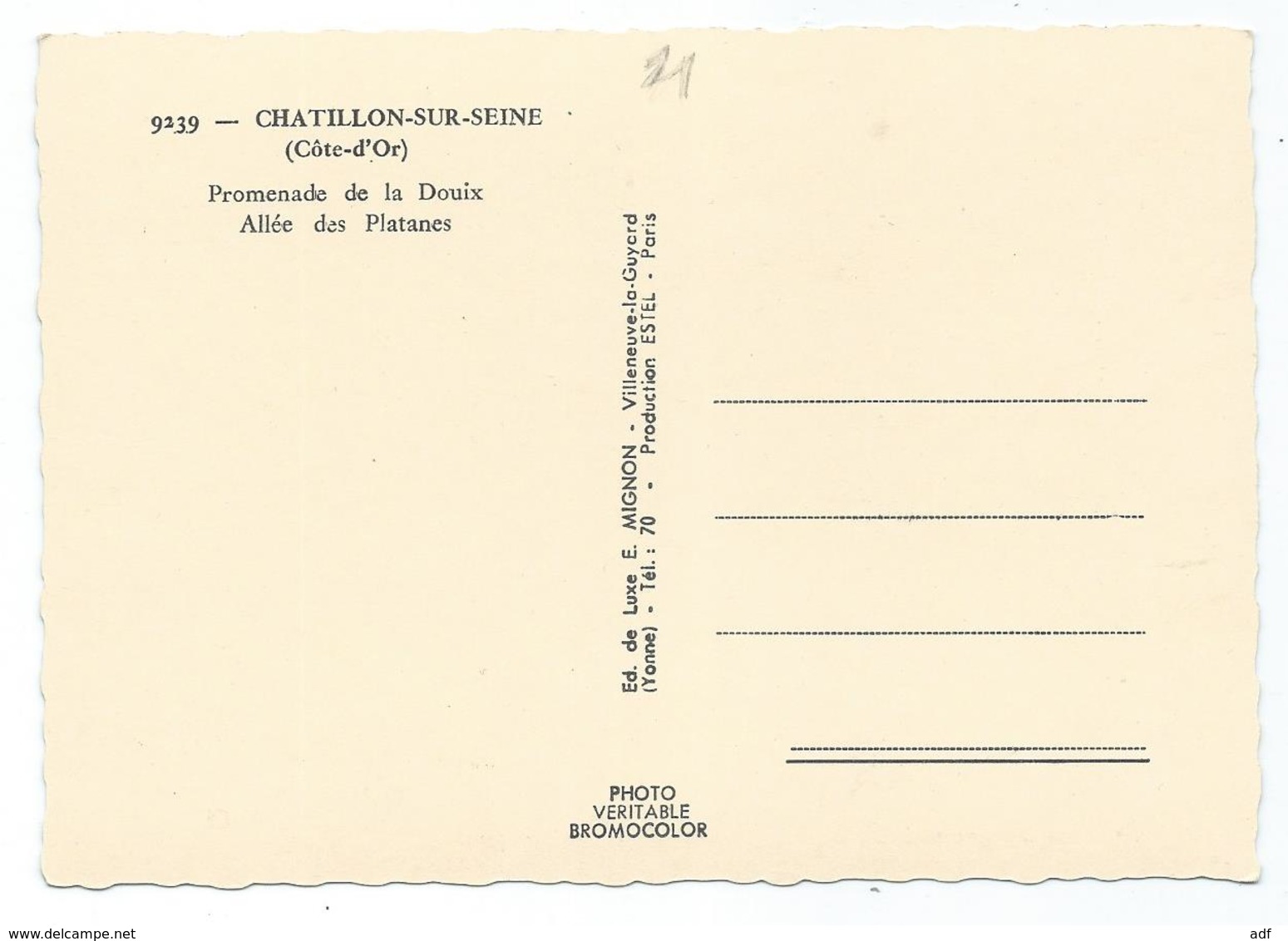 CPSM COLORISEE CHATILLON SUR SEINE, PROMENADE DE LA DOUIX, ALLEE DES PLATANES, COTE D'OR 21 - Chatillon Sur Seine