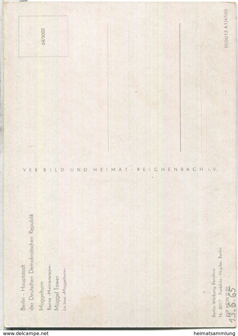 Berlin - Müggelturm - VEB Bild Und Heimat Reichenbach - Koepenick