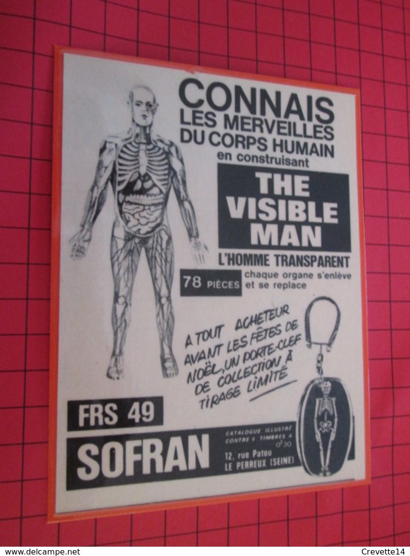 Page De Revue Des Années 60/70 : PUBLICITE MAQUETTE THE VISIBLE MAN Dimensions : Voir Quadrillage 1x1cm - Figurine