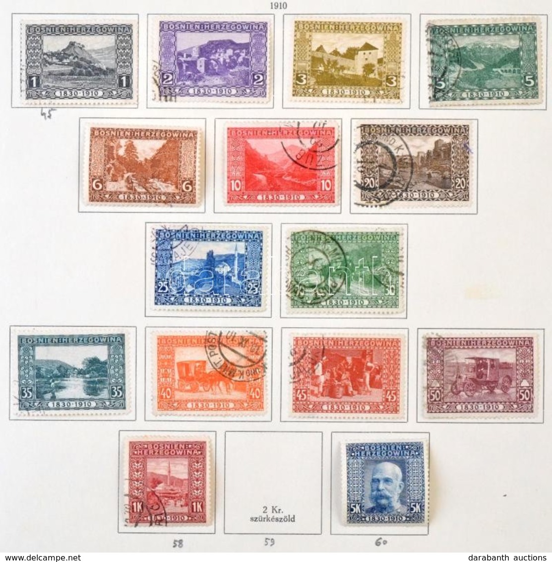 * O Bosznia Hercegovina Gyűjteményrész 1901-1910, 52 Klf Bélyeg 3 Albumlapon (47.000) - Used Stamps