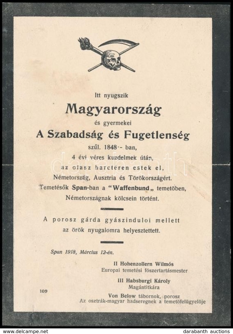 1918 Furcsa és Egyedi Magyar Nyelvű, De Nem Magyarok által írt Magyarellenes Háborús Gúnyirat / Kisplakát - Non Classés