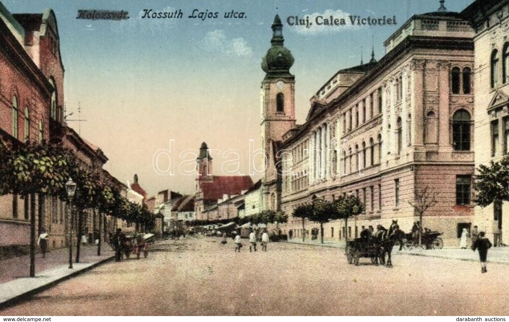 ** T2 Kolozsvár, Cluj; Kossuth Lajos Utca, Templom, Kiadja Keszey Albert / Calea Victoriei / Street, Church - Non Classés