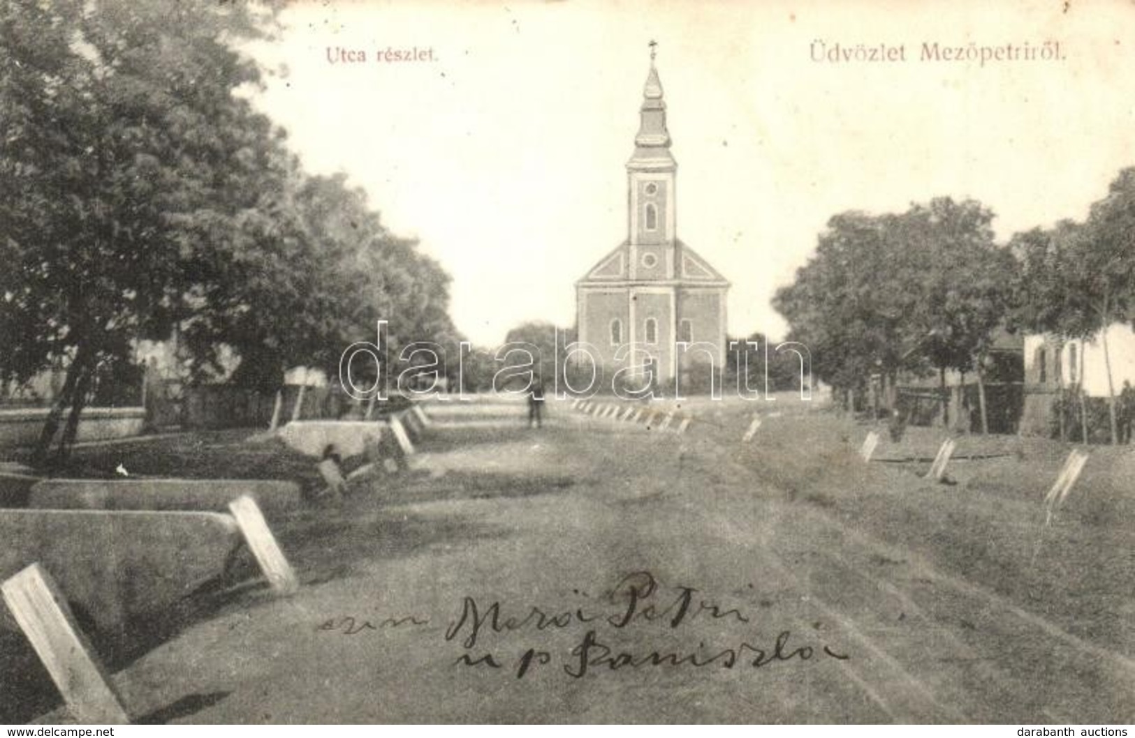 T2 Mezőpetri, Petresti; Utca és Templom / Street With Church - Non Classés