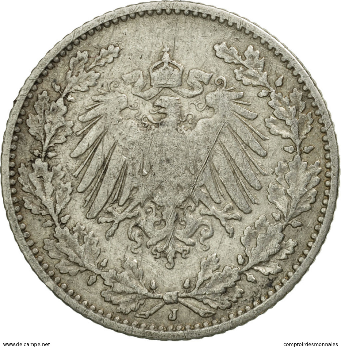 Monnaie, GERMANY - EMPIRE, 1/2 Mark, 1907, Hambourg, TTB, Argent, KM:17 - 1/2 Mark