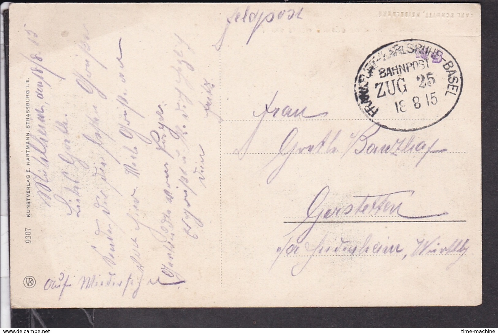 Müllheim  Kaserne Des Inf.Regts.  Bahnpoststempel " Frankfurt - Karlsruhe - Basel "  1915 - Muellheim