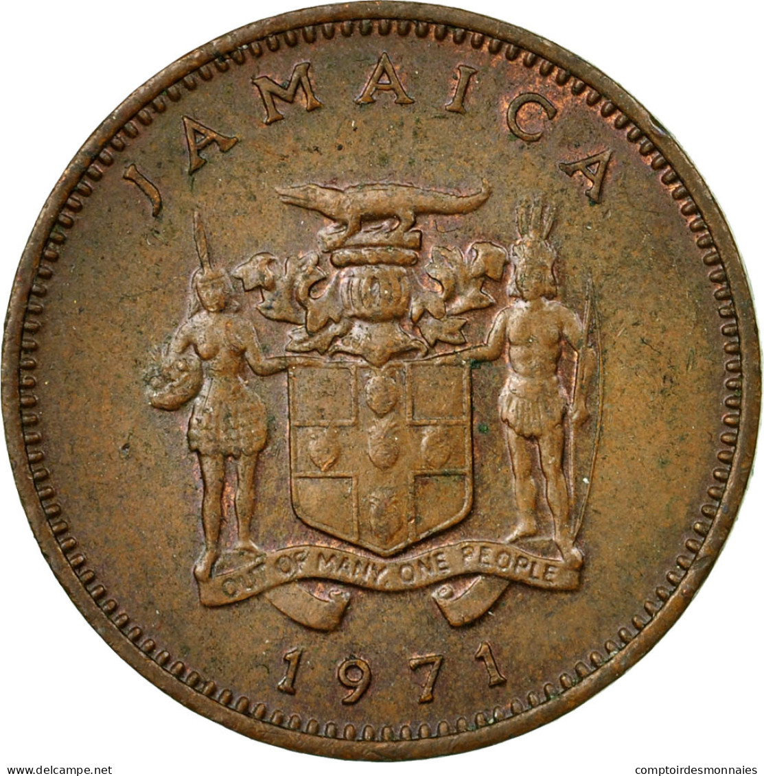 Monnaie, Jamaica, Elizabeth II, Cent, 1971, Franklin Mint, TTB, Bronze, KM:45 - Jamaique