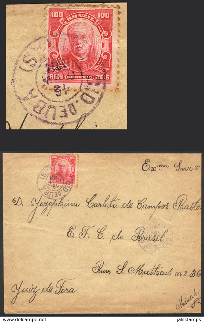 BRAZIL: Cover Sent To Juiz De Forá On 16/MAY/1914 Franked With 100Rs., Violet Cancel Of "CID. DE UBÁ", VF Quality!" - Cartes-maximum