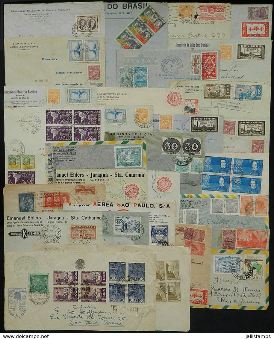 BRAZIL: 29 Used Covers Franked With Commemorative Stamps (alone, In Various Combinations, Or Multiples), Very Interestin - Cartes-maximum