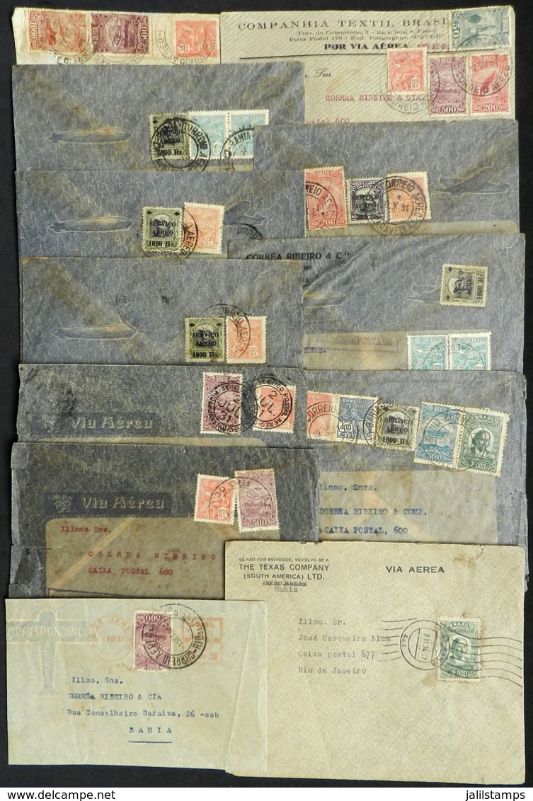 BRAZIL: 12 Airmail Covers Used In The Early 1930s, Most Of Fine Quality, There Are Some Interesting Postages And Cancels - Cartes-maximum