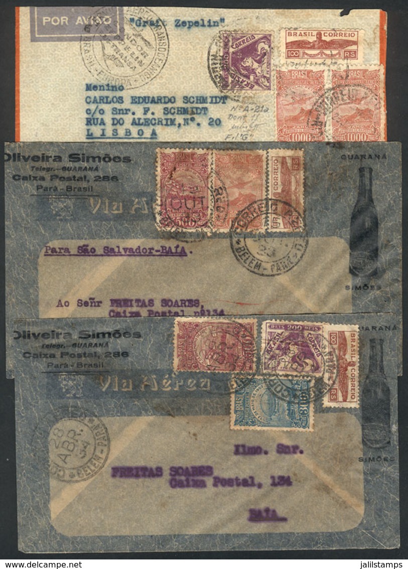 BRAZIL: 3 Airmail Covers Of 1933 And 1934, All With Nice Postages Including RHM.C-64, Fine Quality! - Cartes-maximum