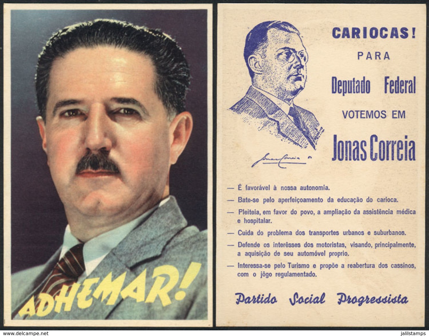 BRAZIL: Adhemar (Pereira De Barros), Politician, Two-time Governor Of The State Of Sao Paulo. With Advertisement On Reve - Rio De Janeiro