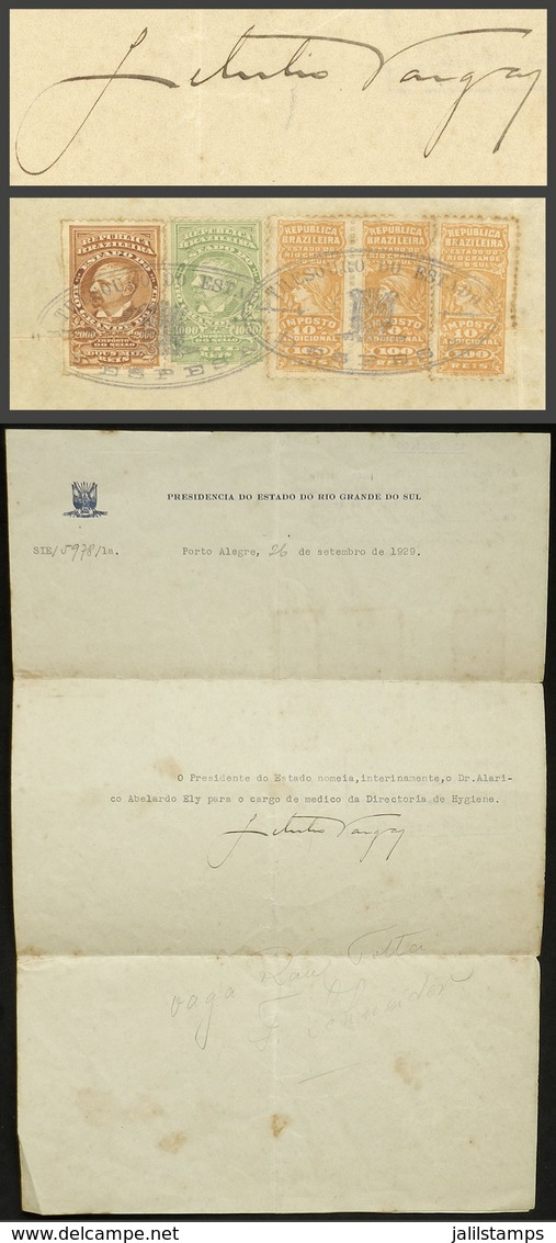 BRAZIL: VARGAS, Getulio: Governor And President, Document Of 26 September 1929 While He Was "Presidente Del Estado De Ri - Autres & Non Classés