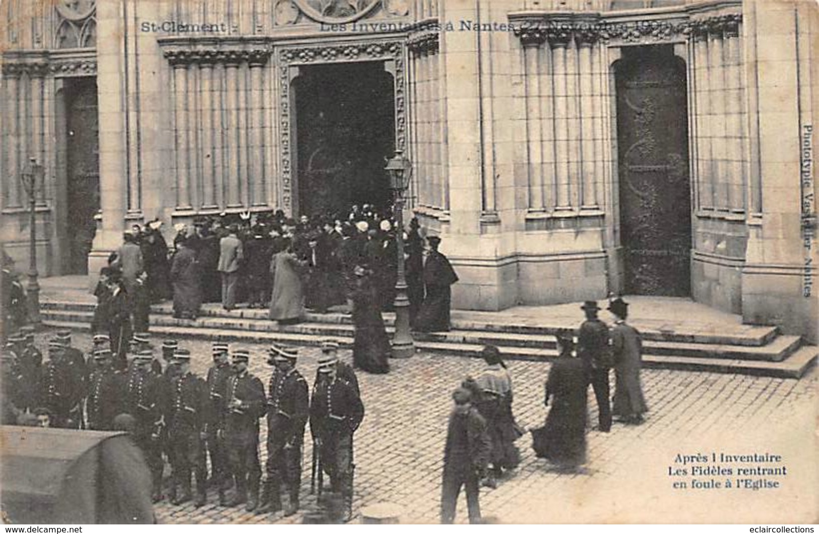 Nantes    44     Les Inventaires  1906.St Clément  Les Fidèles Entrant Dans L'église    (voir Scan) - Nantes