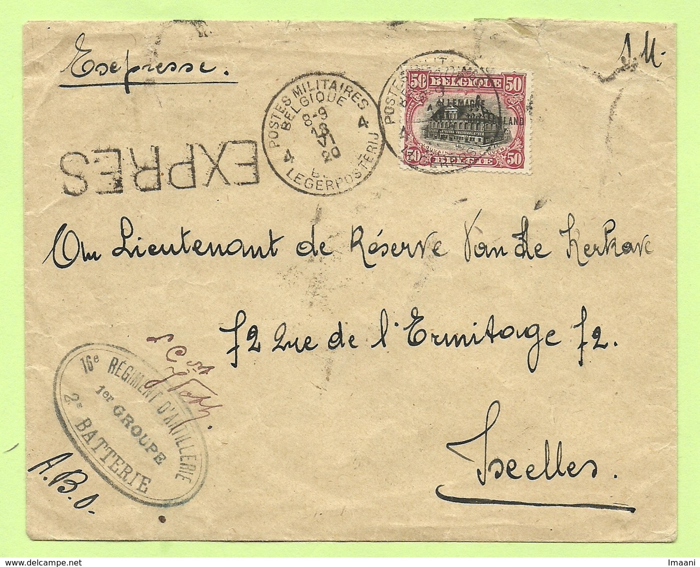 BZ49 Op Brief Per EXPRES (RARE!!!!!) Stempel POSTES MILITAIRES BELGIQUE 4 (B8061) - OC38/54 Belgian Occupation In Germany