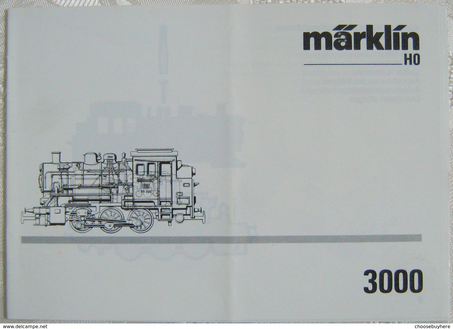 Anleitung MÄRKLIN 3000 Lokomotive 1992 1994 Waschzettel - Other & Unclassified