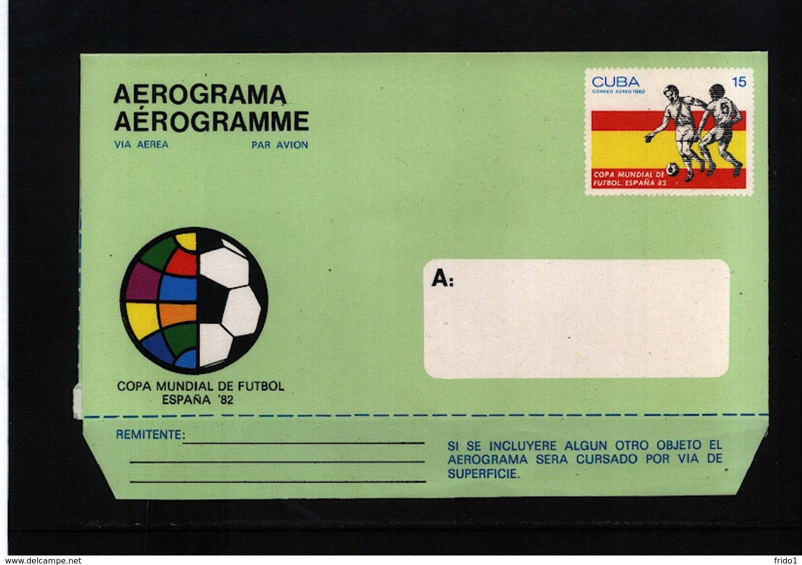 Cuba 1982 World Football Cup Spain Aerogramme - Covers & Documents