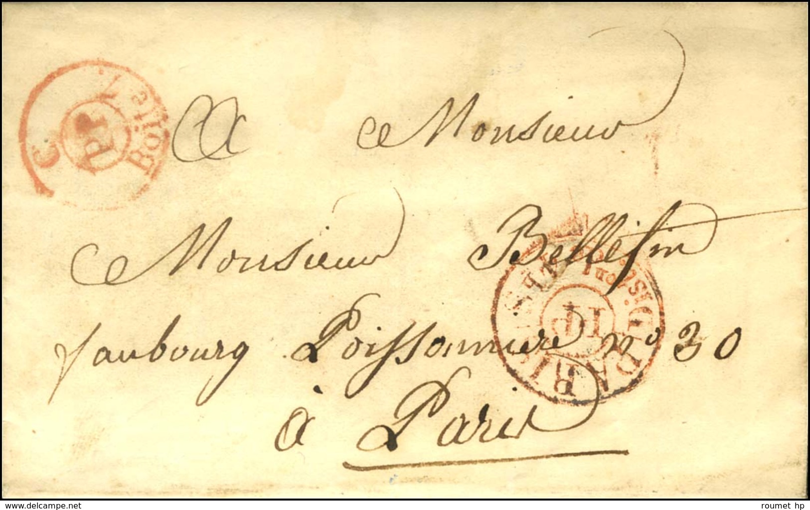 Très Rare Cachet D'imprimés Rouge C / PP / Boite 7 (P. N° 2774) Sur Lettre Avec Texte Daté De Paris Le 1er Février 1843. - Autres & Non Classés