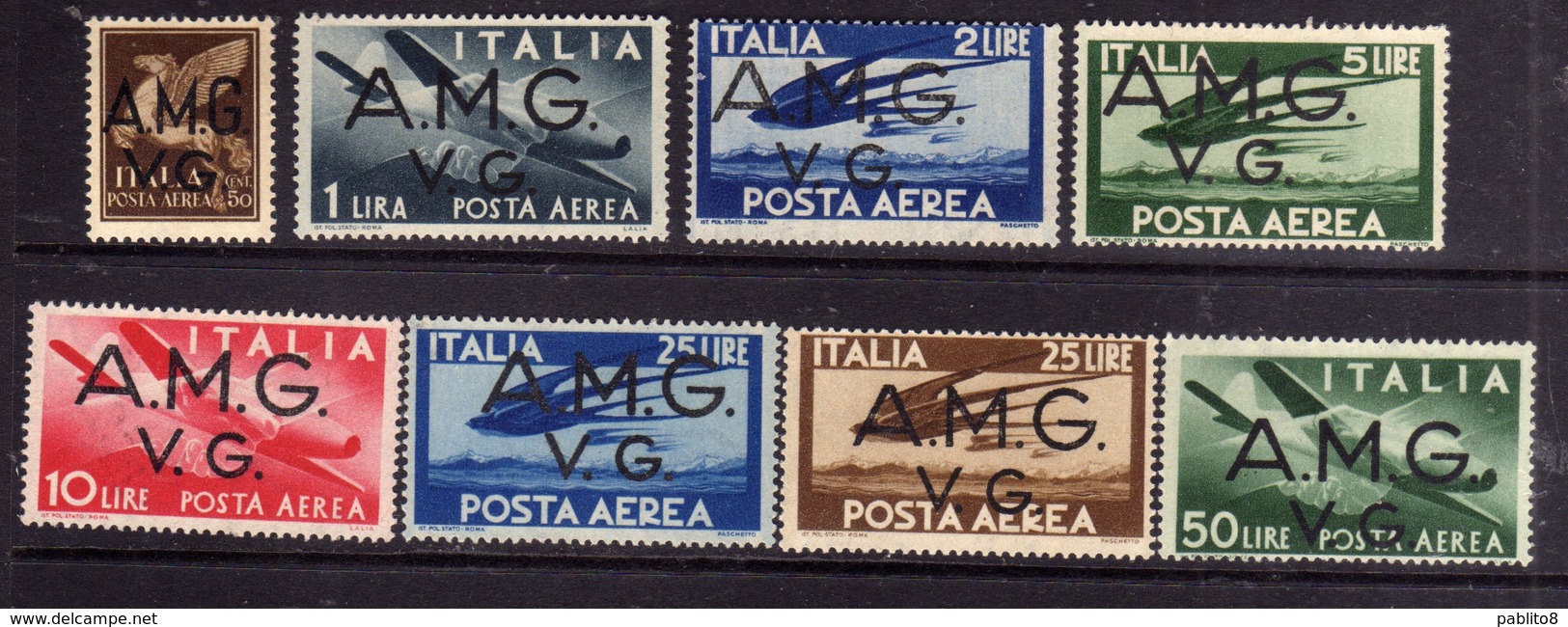 VENEZIA GIULIA 1945 - 1947 TRIESTE AMG VG POSTA AEREA AIR MAIL SERIE COMPLETA COMPLETE SET MNH - Fiscale Zegels