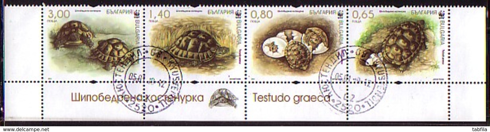 BULGARIA - 2016 - WWF - Fauna - Tortues / Turtes - 4v Obl. Band - Used Stamps