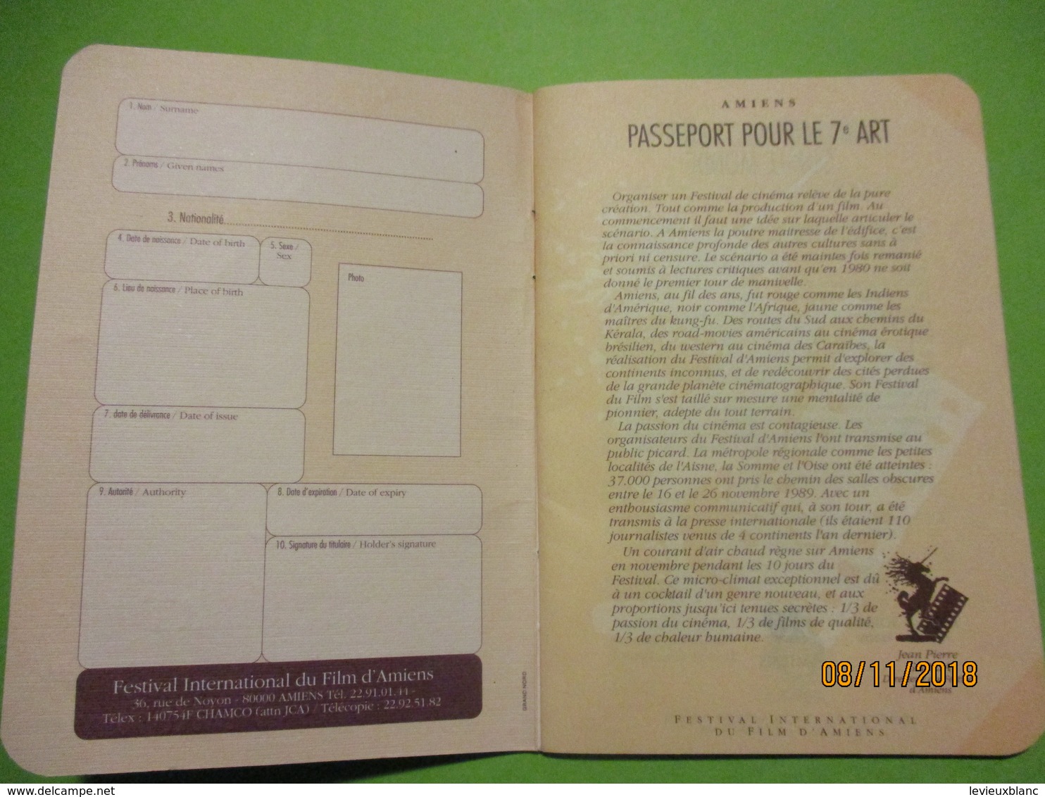 Passeport/ Cinéma/ 10émeFestival International Du Films D'AMIENS/ /1990   CIN84 - Autres & Non Classés