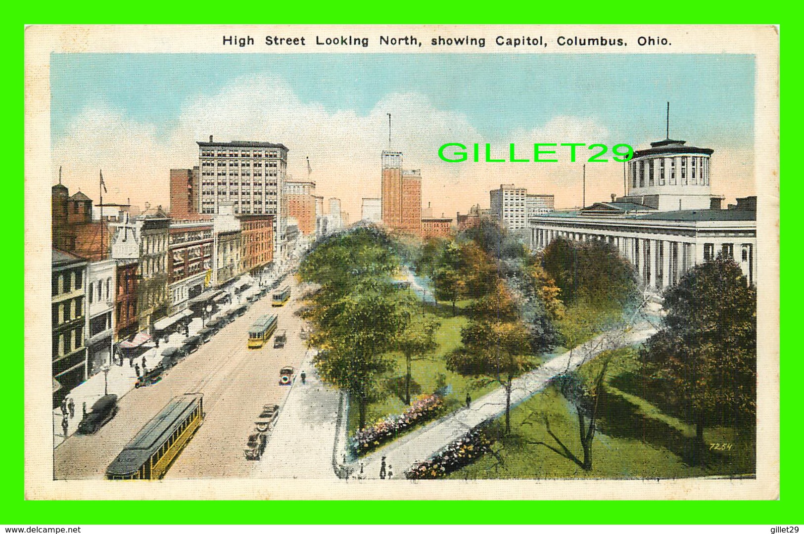COLUMBUS, OH - HIGH STREET LOOKING NORTH, SHOWING CAPITOL - ANIMATED - PUB. BY HAENLEIN BROS - - Columbus