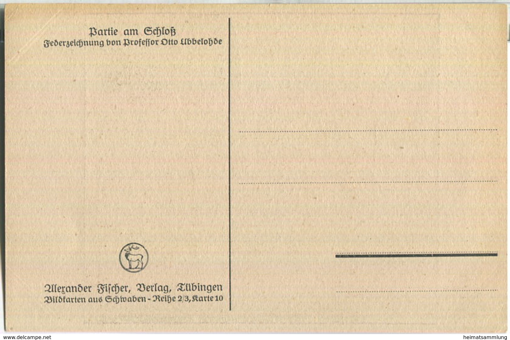 Partie Am Schloss - Federzeichnung - Künstlerkarte Signiert Otto Ubbelohde - Verlag Alexander Fischer Tübingen - Ubbelohde, Otto