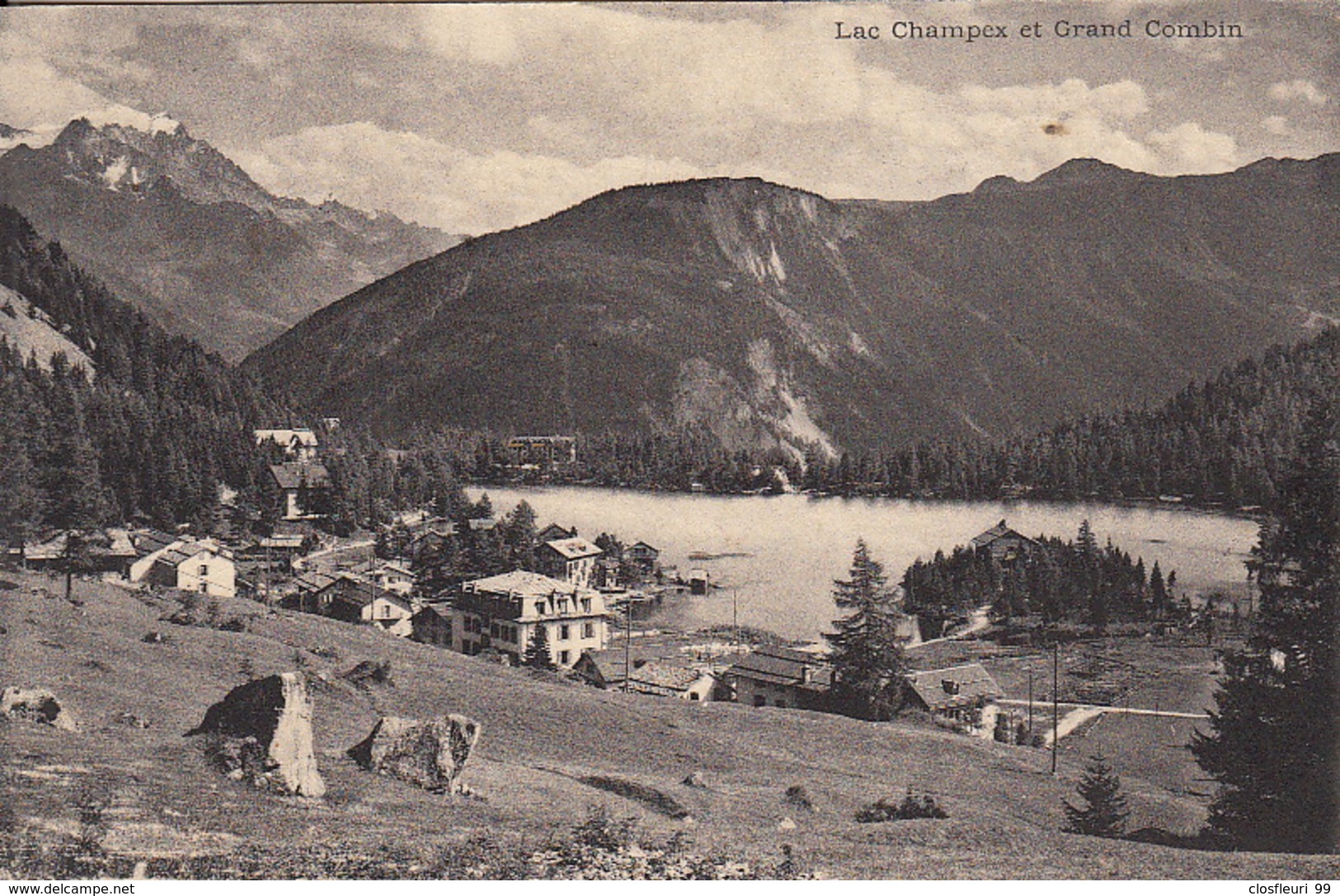 Lac Champex Et Grand Combin, Orsières 10.9.1919. Vue Disparue Aujourd'hui - Orsières