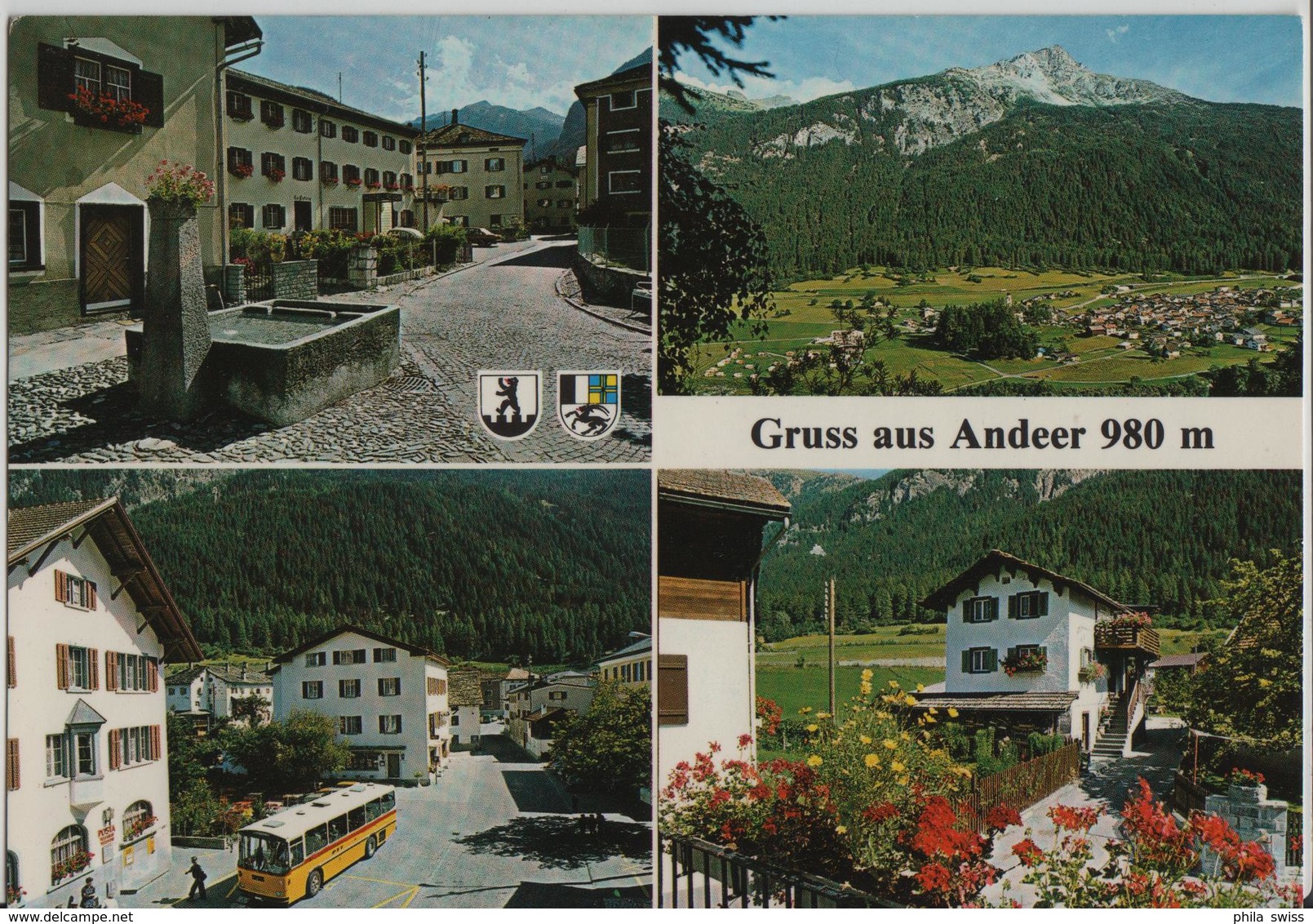 Gruss Aus Andeer An Der San Bernardino-Route, Postauto - Andeer