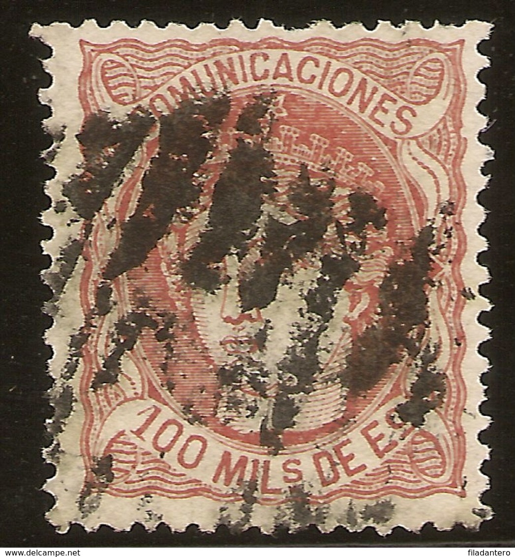 ESPAÑA Edifil 108 (º)  100 Mm Escudo Castaño Rojizo  Alegoria España 1870 NL1279 - Gebraucht