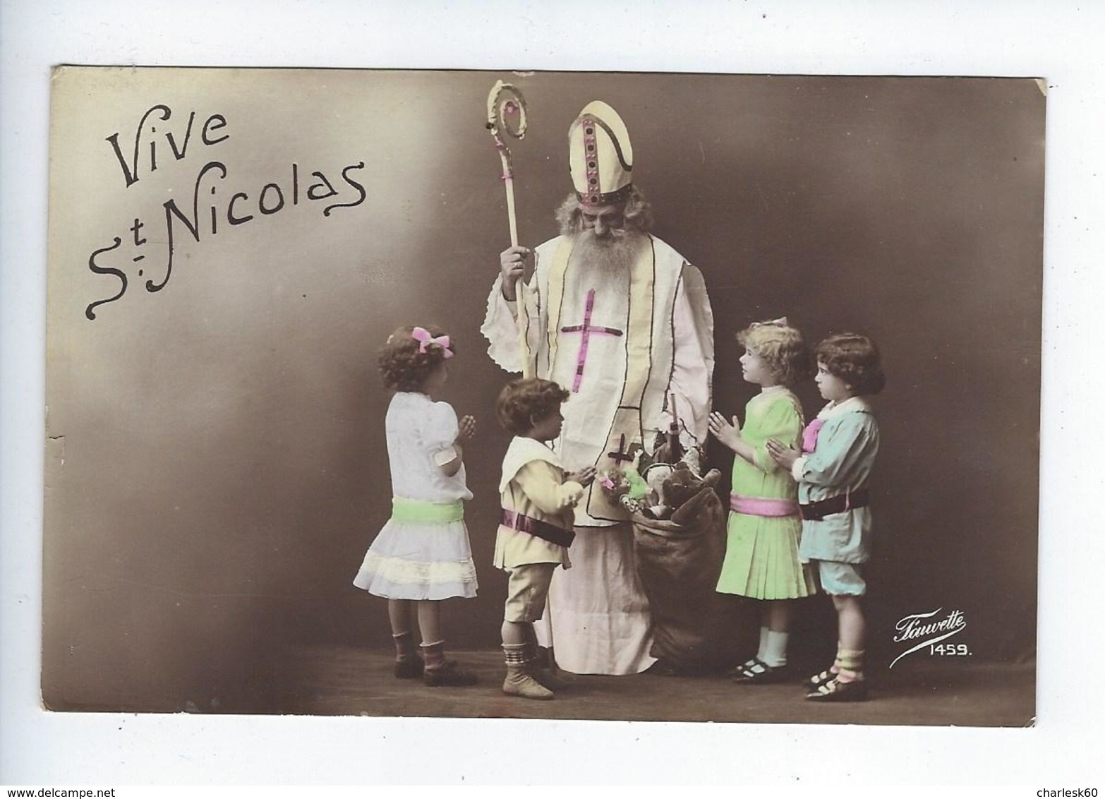 CPA Carte Photo Vive Saint Nicolas  Fauvette N° 1459 - Saint-Nicholas Day