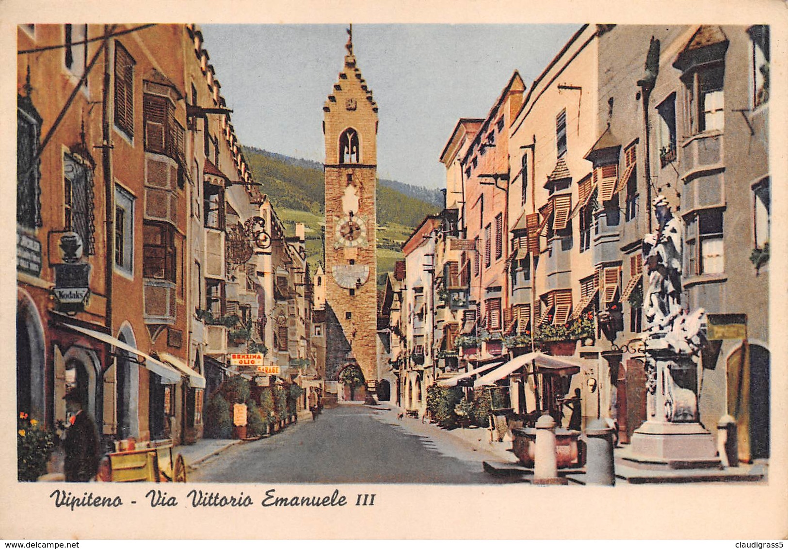 0291 "VIPITENO - VIA VITTORIO EMANUELE III -  CON CAMPANILE   " .- CART. ORIG. NO SPED. - Vipiteno