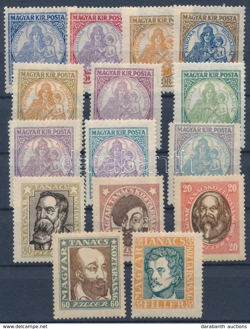 ** 1919-1925 Magyar Tanácsköztársasági Arcképek + Koronás Madonna 1-1 Sor (9.000) - Used Stamps