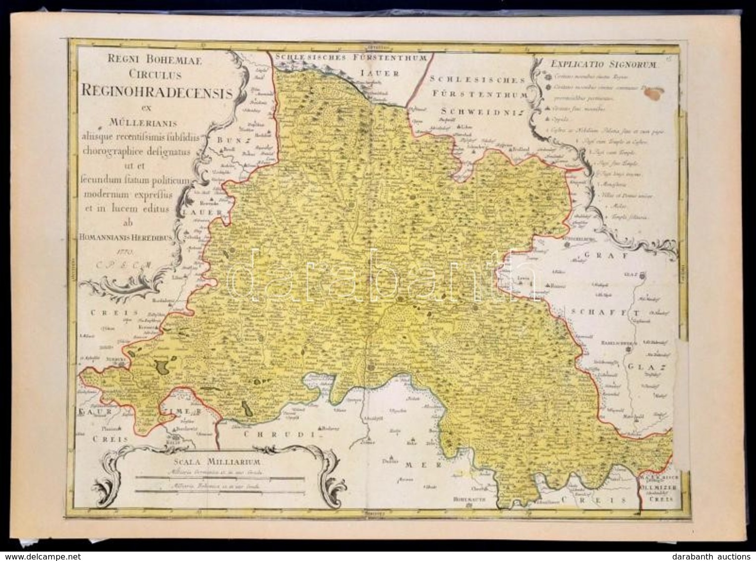 Homann, Johann Baptist (1663-1724): Csehország, Morvaország Térképe. Rézmetszetű Térkép. Paszpartuban. / Regni Bohamiae  - Sonstige & Ohne Zuordnung