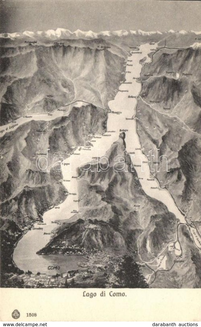 ** T2 Lago Di Como, Lake Como; Map, Brunner & C. No. 1508 - Ohne Zuordnung