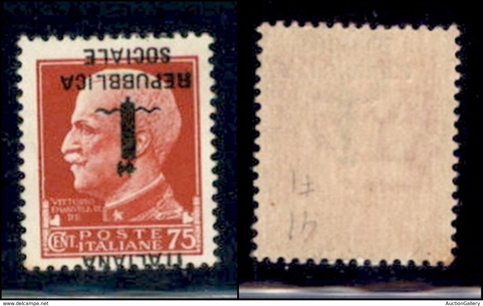 REPUBBLICA SOCIALE - PROVVISORI - 1944 - Firenze 75 Cent (494a) Con Soprastampa Capovolta (pos. 41) Spostata - Italiana  - Autres & Non Classés