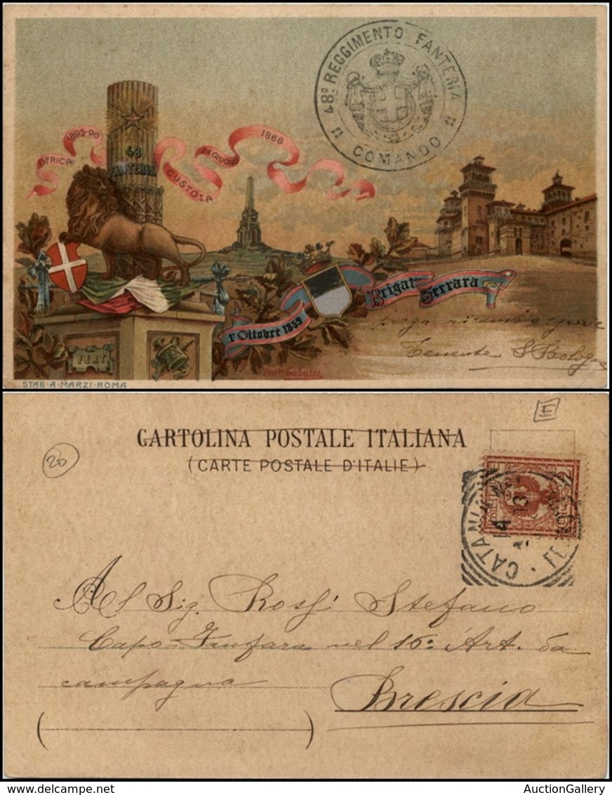 CARTOLINE - MILITARI - 48° Reggimento Fanteria - Timbro Comando - Viaggiata 1903 - Non Classés