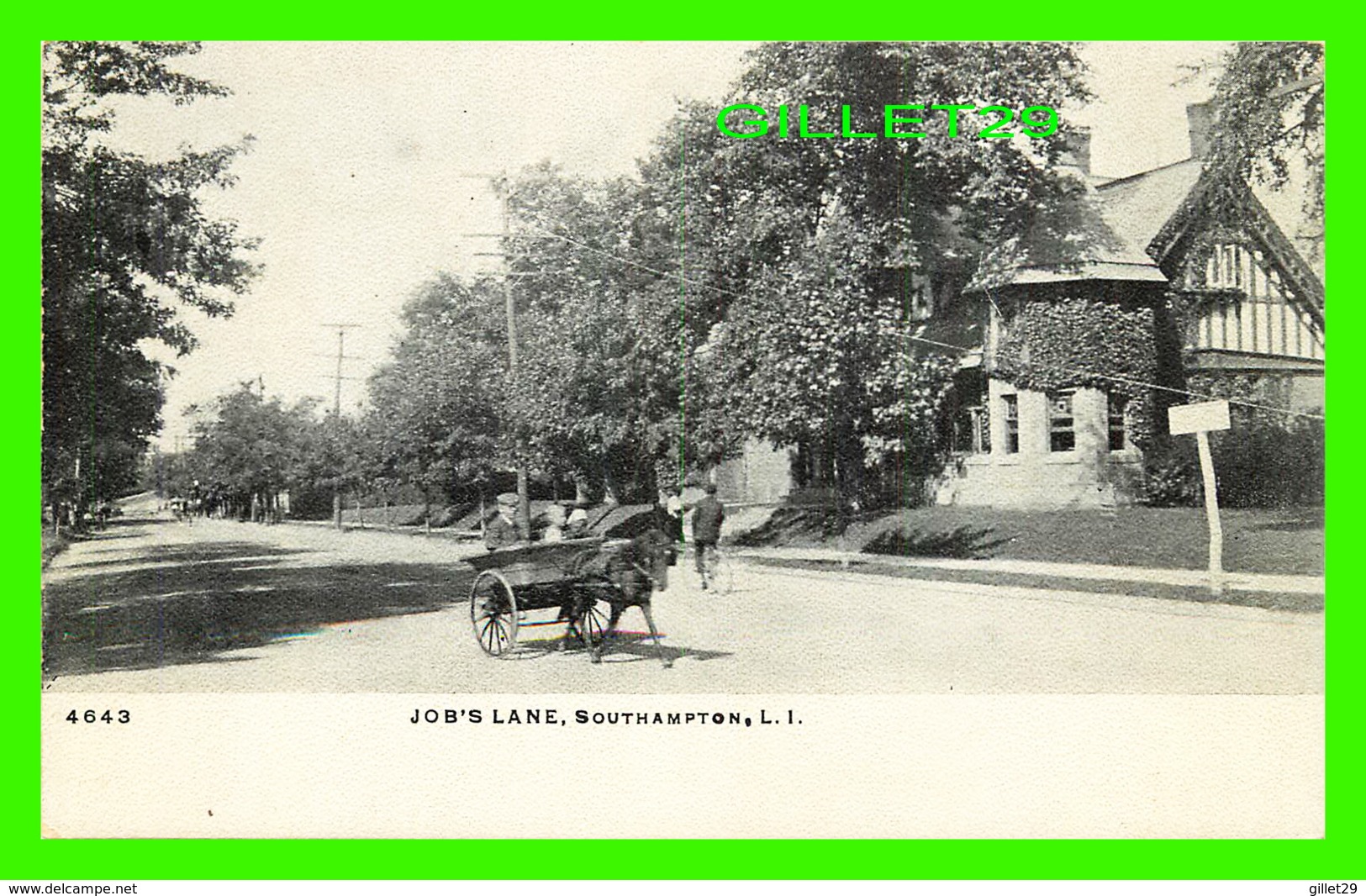 SOUTHAMPTON, NY - JOB'S LANE - ANIMATED - ILLUSTRATED POST CARD CO - - Long Island