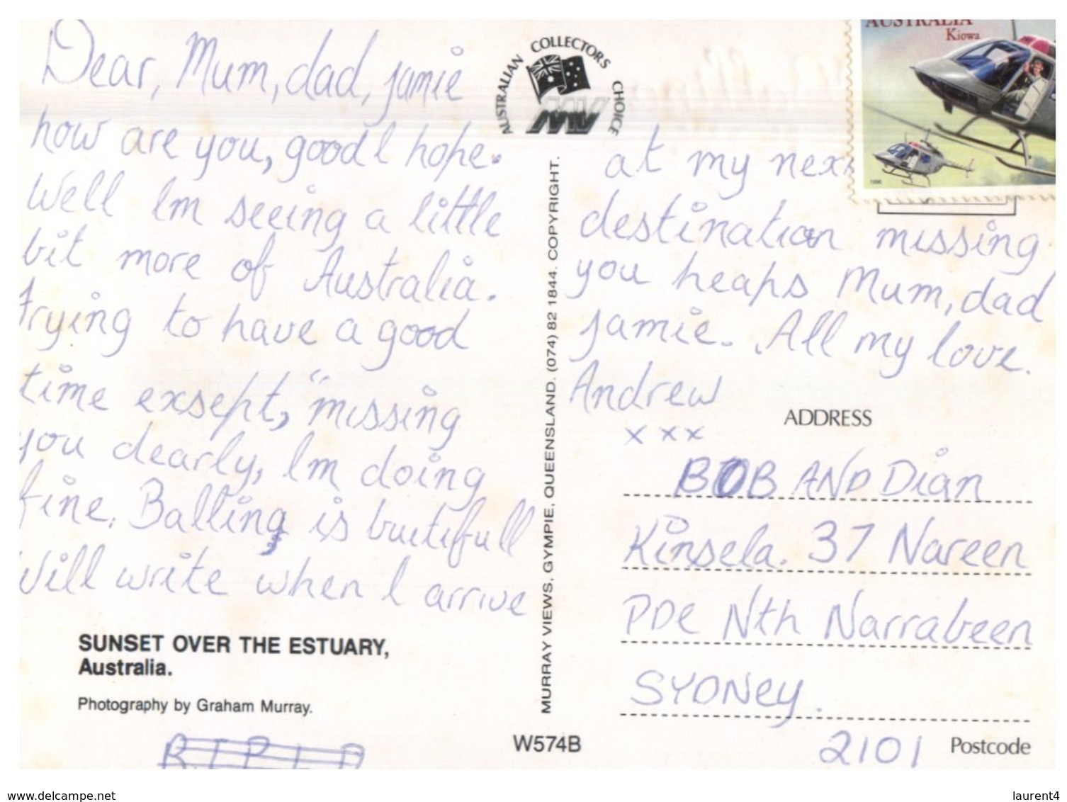 (741) Australia - NSW - Ballina (with Helicopter - Folded Stamp Part Back And Front Of Card) - Northern Rivers