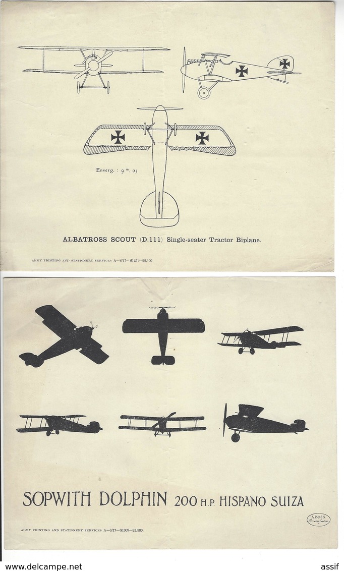 6 Documents ENGLISH ARMY AVIATION ALBATROSS SCOUT SOPWITH DOLPHIN FRENCH BREGUET GOTHA SIEMENS SCHUCKERT HANDLEY PAGE - Luchtvaart