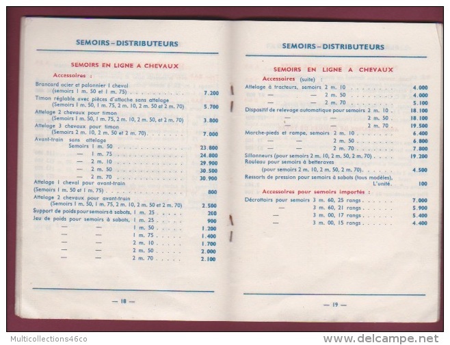 130218 livret publicitaire agriculture 1957 tarif tracteur machine CIMA MC CORMICK semoir faucheuse charrue attelage