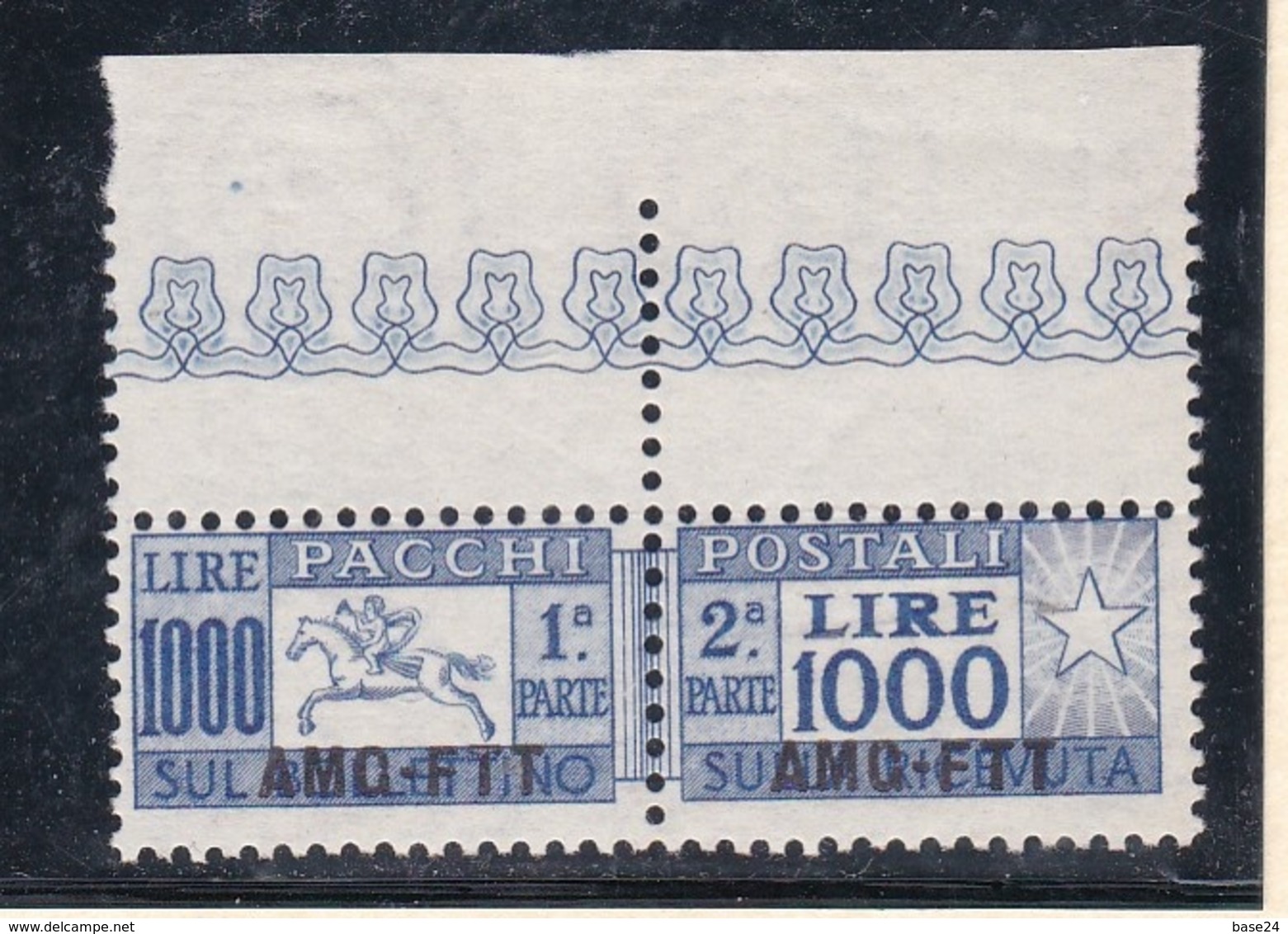 1954 Italia Italy Trieste A  CAVALLINO 1000 LIRE azzurro oltremare MNH**  Pacchi Postali Parcel Post