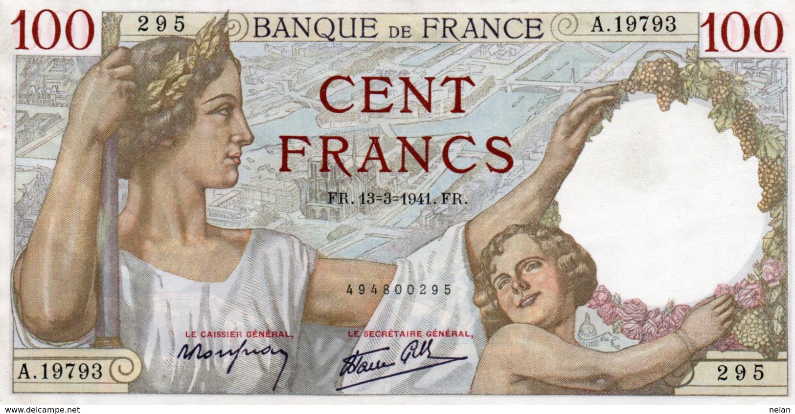 FRANCIA 100 FRANCS 1941.FR.  P-94 XF++AUNC - 100 F 1939-1942 ''Sully''