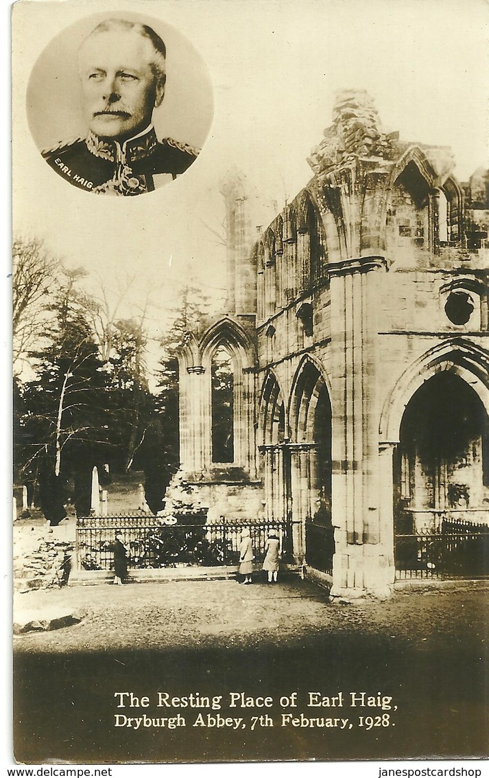 THE RESTING PLACE OF EARL HAIG - DRYBURGH ABBEY - 7TH FEBRUARY 1928 - Roxburghshire