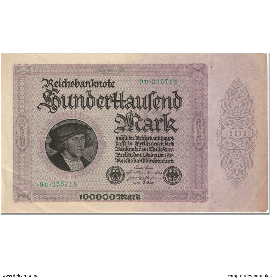 Billet, Allemagne, 100,000 Mark, 1923, 1923-02-01, KM:83a, SUP+ - 100000 Mark