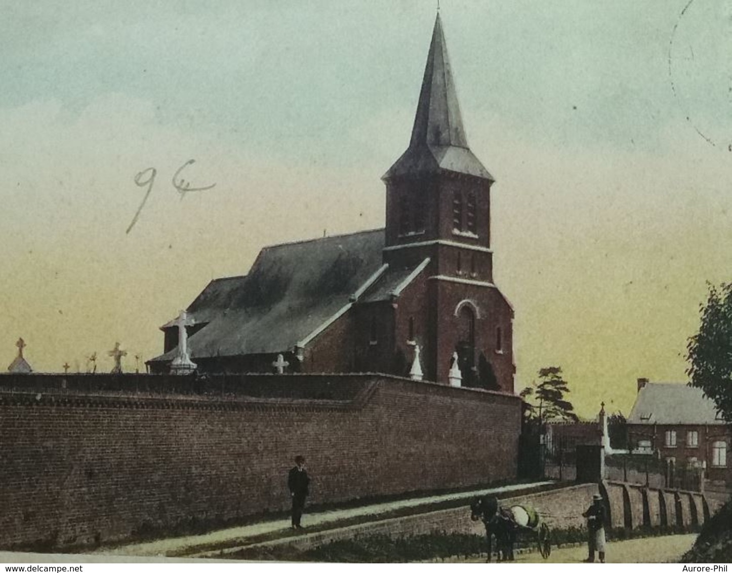 Aulnois-Quévy L'Eglise Avec Attelage - Quévy