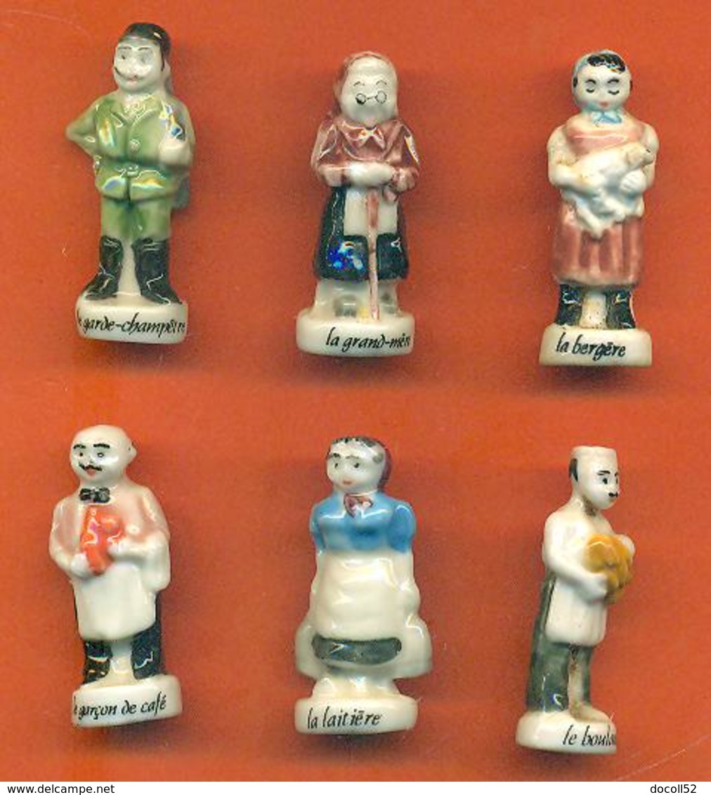 Lot De 6 Feves Porcelaine Sur Les Metiers Du Village - Characters