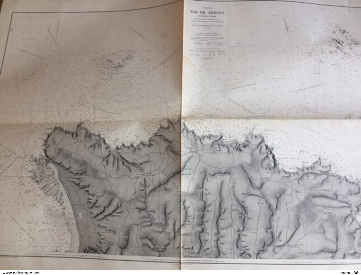 Carte HYDROGRAPHIQUE MARINE 1922  - MANCHE  - ILES DE JERSEY PARTIE NORD - Nautical Charts