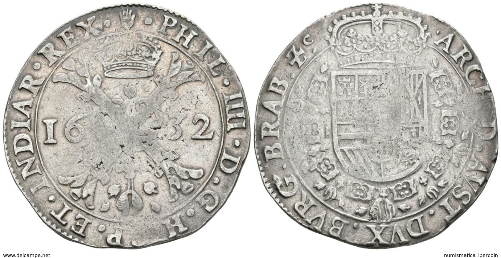 FELIPE IV. 1 Patagón. 1632. Amberes. Vti. 938; Dav-4462; Van Gelder & Hoc 329. Ar. 27,89g. Buen Ejemplar. MBC+. - Autres & Non Classés